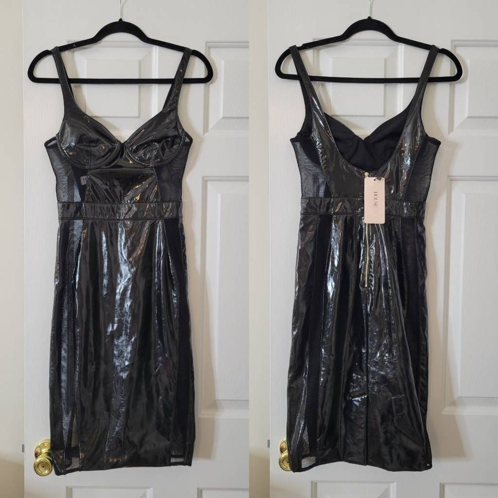House of CB Firalla Black Vegan Leather Dress XS NWT - Picture 3 of 15